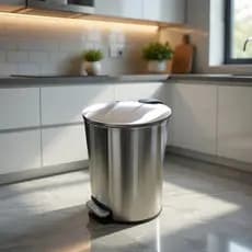 Lixeira Inox 5L Com Pedal Compacta Higiênica Balde Removível Banheiro Cozinha Lavabo