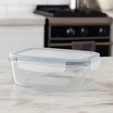 Kit 5 Potes Vidro Hermético Tampa Silicone Marmita Grande Recipiente de vidro p/ microondas e freezer Com Trava