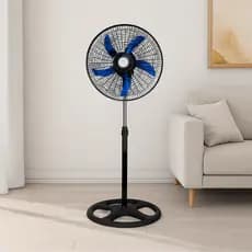 Ventilador Pedestal 220/127V 60W Premium Silencioso Potente Oscilante Ajustável Coluna Turbo Grande Vazão de Ar Preto Ca
