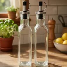 Porta Azeite e Vinagre Vidro 250ml Kit 2 Galheteiro com Bico Dosador Cozinha Elegante Molhos Óleo