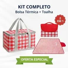 Kit Bolsa Térmica + Toalha de Picnic Camping Impermeável Praia Viagem Leve Resistente lancheira térmica grande