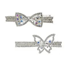 Kit 2 Presilhas de Cabelo com Strass Brilho Bico de Pato