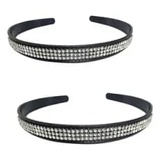 Kit 2 Tiaras Cabelo Pedra Strass Preto Luxo Com Dentes