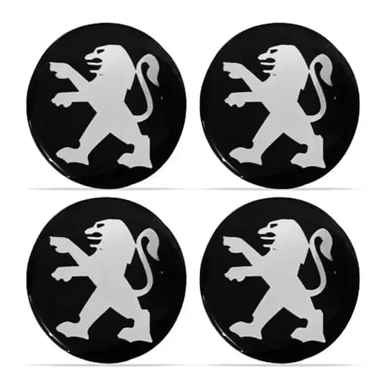 Kit Com 4 Emblema Resinado Calota Peugeot Adesivo 48mm