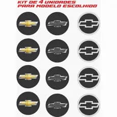 Kit Jogo 4 Emblema Adesivo Resinado Para Roda Calota de Carro CHEVROLET GM 48mm