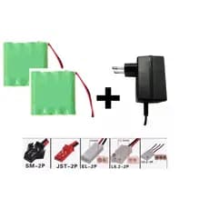 Kit 2 Baterias Carrinho 4,8 V 2700 Mah Ni-mh + Carregador 4,8 V 800 MAH