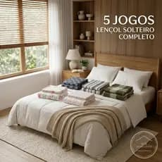 Kit 5 Lençol Cama Solteiro 2 Peças Com Elástico Fronha Estampado Confortável Premium