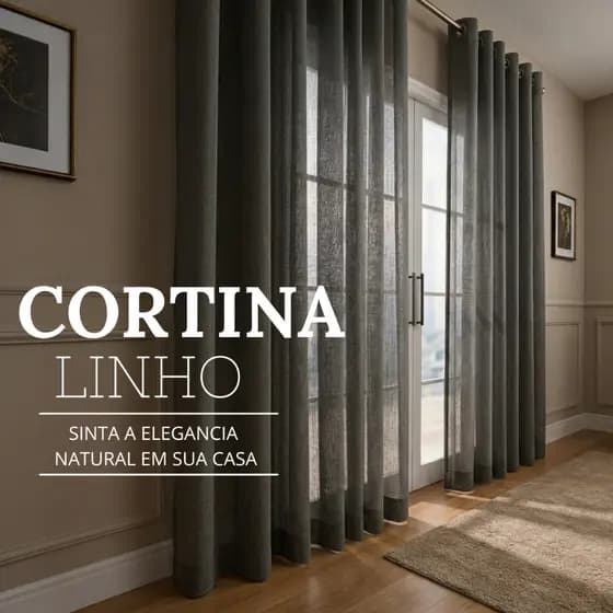 Cortina Voil Linho Gaze Sala Quarto Moderna Elegante Leve Sofisticada Ilhós Decoração Luxo Premium