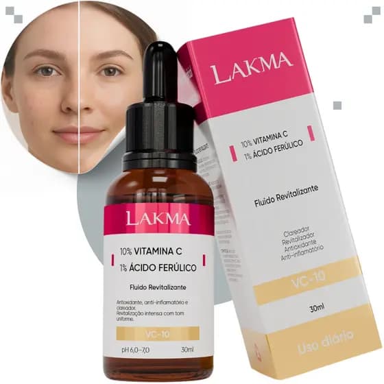 Sérum Vitamina C 10% Lakma 30ml Rejuvenescedor Antissinais Clareador Manchas Todos Tipos De Pele