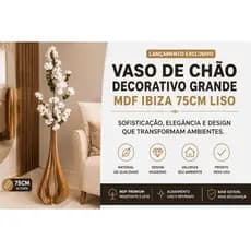 Vaso de Chão Decorativo Grande MDF 75cm Design Moderno Sala de Estar Hall Luxo Elegante Premium