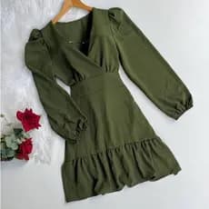 Vestido Joana Manga Verde Militar