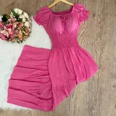Vestido Longo Malu Viscolinho Pipoca - Pink