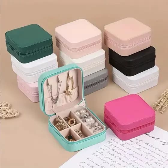 KIT 1/2/3PCS Porta Joia De Bolsa Para Viagem Portátil caixa de armazenamento bolsa anel colar Bom Presente