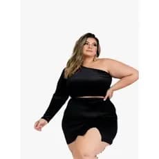 Conjunto Plus Size Com Saia Gringa Chloe Drapa Plus Conjunto veludo plus size Plus moda verão balada