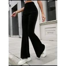 Calça Veludo Molhado  Grife Calça Flare Moda Gringa 2024 outono/inverno Calça variados looks flare