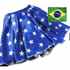 Saia Copa do Brasil 2024 Estrela Azul Saia look do Brasil Saia Brasileira Acetinada