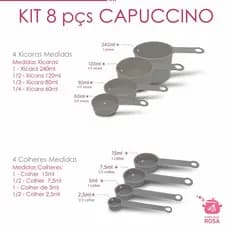 conjunto de medidas e Medidores xicaras e colheres cappuccino  - 8 peças confeitaria