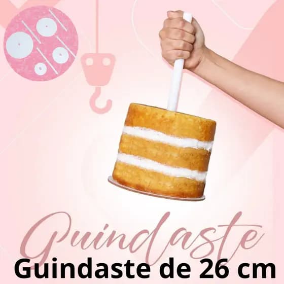 Guindaste para bolo 26cmx3mm acompanha haste de 30 cm - segurança na montagem do seu bolo