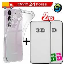 Kit Samsung 3 em 1: Capa Anti-Impacto Transparente + 2 Películas de Vidro 3D - Linha A M S 2026