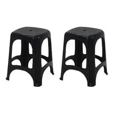 Kit 2 Bancos De Plástico Tramontina Banquetas Niterói Preto