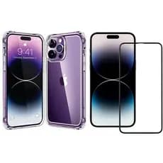 *Kit 2 em 1 Película Vidro 3D + Capa Capinha Transparente Para IPhone Apple 6 7/8 Plus Xr 11 12 13 14 15 16 Pro Max