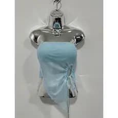 Casual Blusa Feminina Lisa Assimétrica com Cordão trasparante