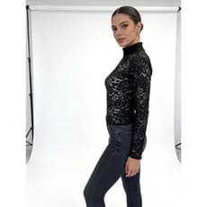 Blusa de Renda Gola Alta Floral