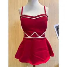 Regata feminino Linhas triangulares com alças finas,  bainha larga em camadas, comprimento regular