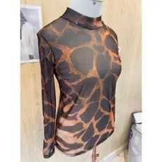 Top Transparente Estampa Paisley Manga Longa