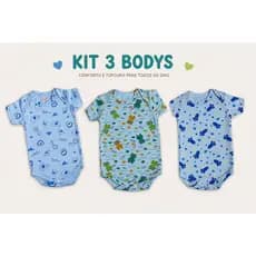 Body de bebe menino manga curta estampado sortido de algodao