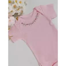Body manga curta menina bordado bebe P/M/G