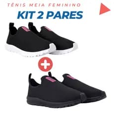 Kit 2 Pares Tênis Meia Feminino Slip On Calce Fácil Ortopédico Esportivo Casual