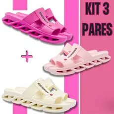 Kit 3 Chinelo Feminino Masculino Fashion Papete Plataforma Vazado Conforto e Estilo Dia a Dia Passeio Casual