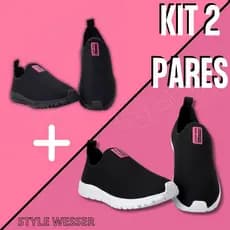 Kit 2 Tênis Meia Feminino Calce Fácil Botinha Ortopédico Esportivo Sneaker Slip On Casual confortável Academia