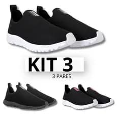 Kit 3 Tênis Meia Feminino Calce Fácil Slip On Casual confortável Academia
