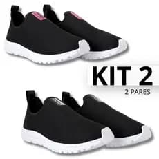 Kit 2 Pares Tênis Meia Feminino Slip On Calce Fácil Ortopédico Esportivo Casual