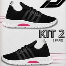 Kit 2 Tênis Esportivo Feminino Leve Confortável Academia Caminhada Casual Antiderrapante