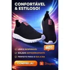 Tênis Meia Feminino Calce Fácil slip on Ortopédico Esportivo Leve e Confortável Casual Academia