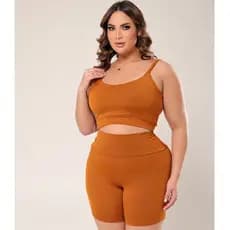 Conjunto De Short Suplex Top Academia Plus Size Fitness Moda Feminina Confortável