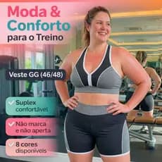 Conjunto De Short Suplex Top Academia Plus Size Fitness Confortavel