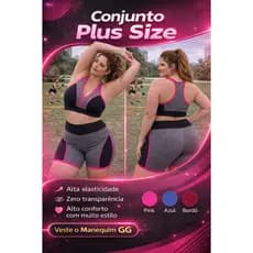 Conjunto Academia Fitness Suplex Plus Size Short e Top Cintura Alta Zero Transparência Yoga