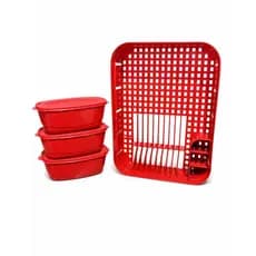 Conjunto Escorredor de Louça  Grande e Moderno Organizador de louças + 3 Potes Hermético de 1600ML