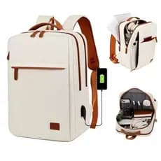Mochila Masculina Feminina USB Impermeável com Porta-Cabo e Compartimento Laptop