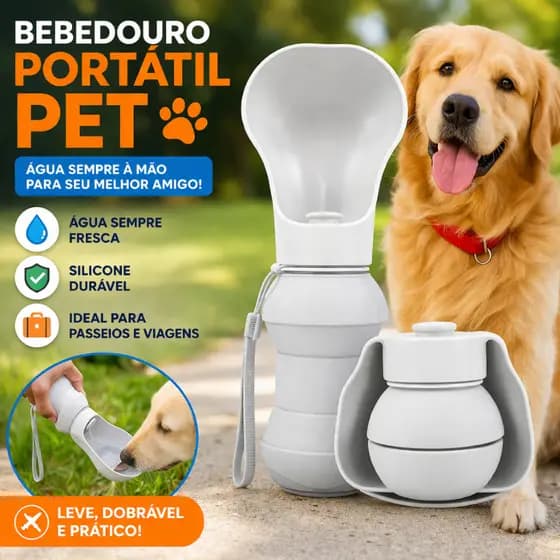 Bebedouro Portátil para Pets 300ML Silicone Dobrável Antivazamento para Passeios e Viagens