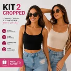 KIT 2 cropped top alcinha blusa feminina canelado Premium academia básico