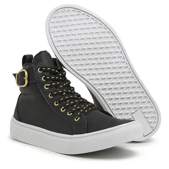 Bota Feminina Botinha Fitness Tênis Cano Alto Com Fivela