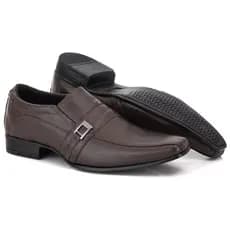 Sapato Social Masculino Em Couro Legítimo Café Com Bico Alongado Elegante Confortável
