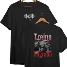 Camiseta Treino Pesado Academia Padre Marcelo Horse Frente e Verso Unisex 100% Algodão
