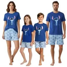 Kit Combinado Família Pijamas Personagens Stitch Divertidos Tal Pai Tal Filho E Tal Mãe Tal Filha Verão