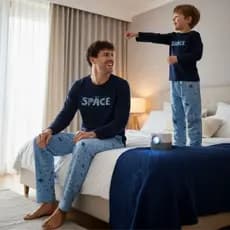 Kit 2 Pijamas de Frio Pai e Filho Inverno Manga Longa e Calça Comprida Presente Dias dos Pais Promoção